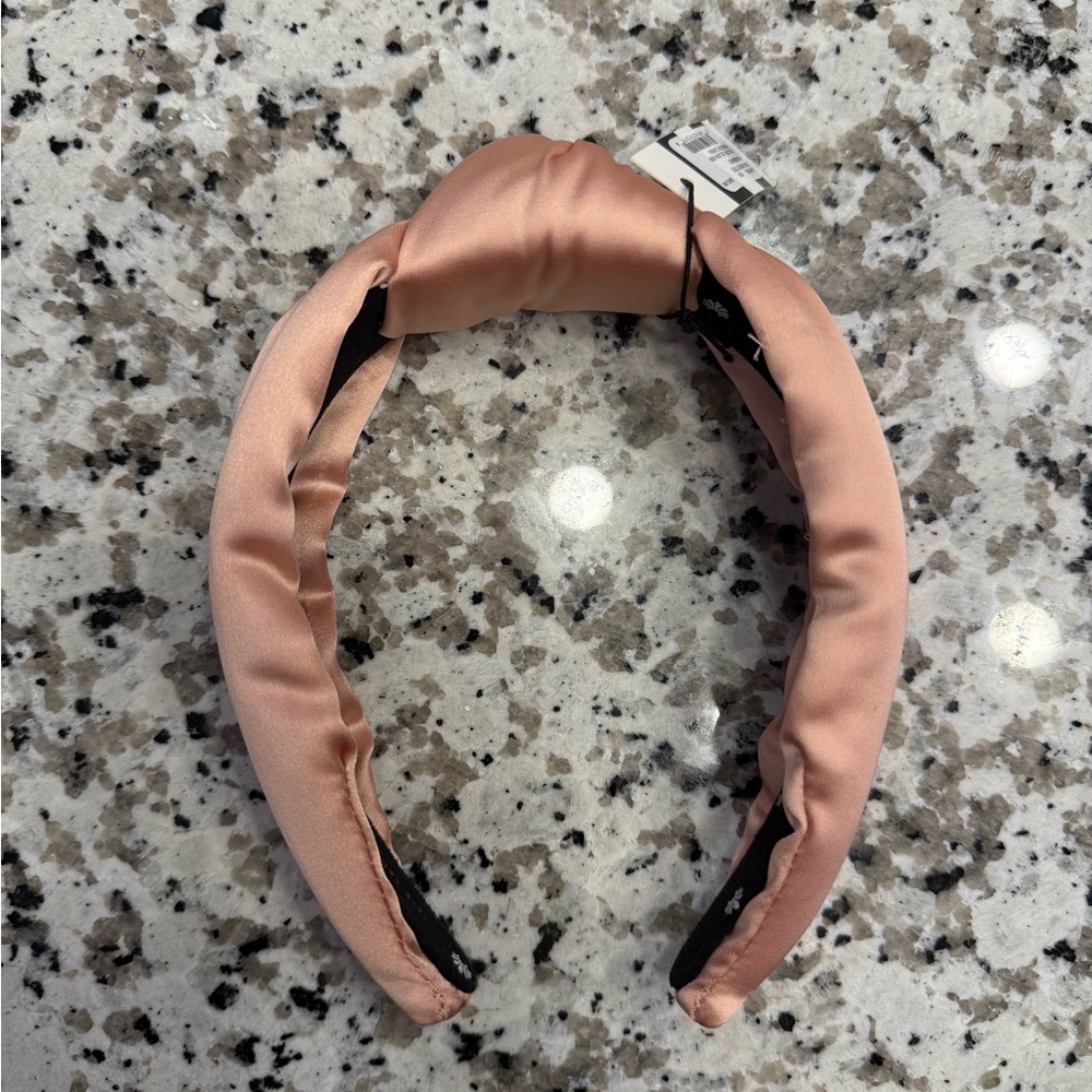 Lele Sadoughi Pink Satin Headband with Crystal Embellishments